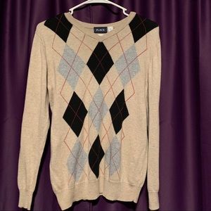 Tan Argyle Top